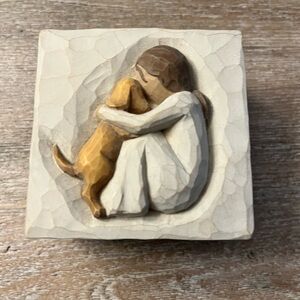 Willow Tree Embracing Trinket box- with dog